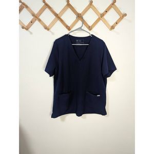 Figs Navy Short Sleeve Scrub Top